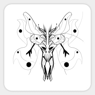 the white mothman alien monster in ecopop mexican patterns art Sticker